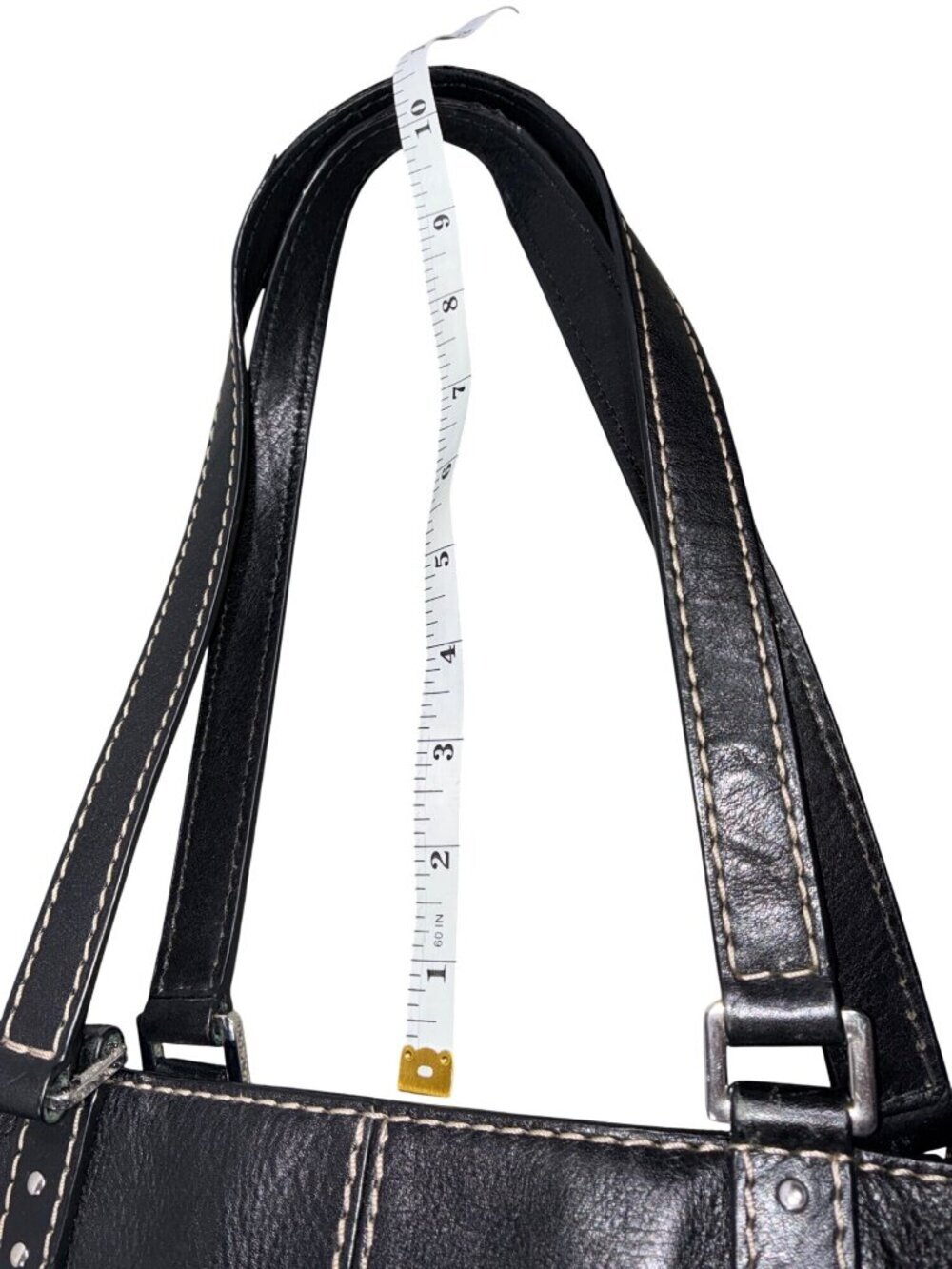 Michael Michael Kors Black Leather Studded Tote Bag With Contrast Stitching - Picture 14 of 16